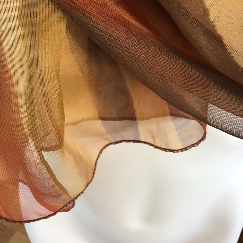 63” MULTI CLORED SCARF IN LINES OF BROWNS - Picture 4 of 6